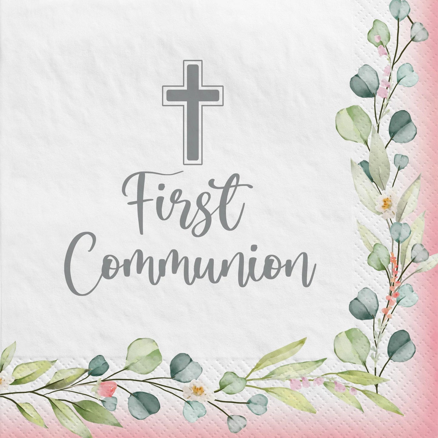 My First Communion Beverage Napkins - Pink