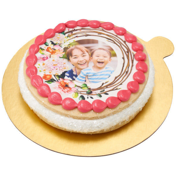 Tablero para pasteles corrugado redondo de 4" negro/dorado reversible con lengüeta