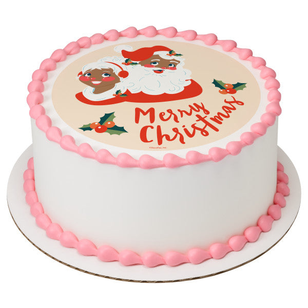 Merry Christmas Jolly Edible Cake Topper Image
