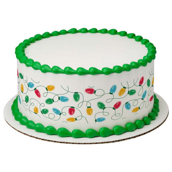 Tiras de imágenes comestibles para decoración de tartas con luces navideñas