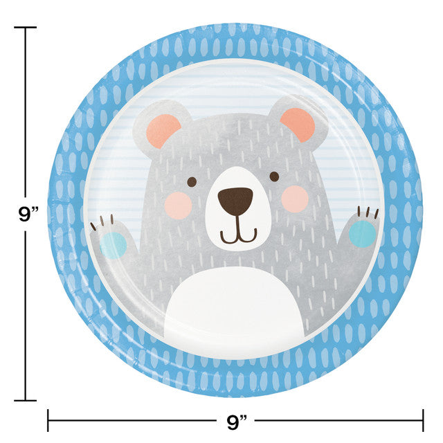 Blue Birthday Bear Party Plates