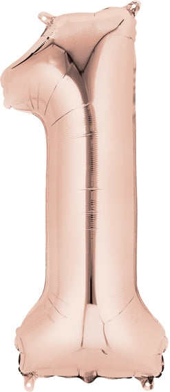 Globo Anagrama de 34" con número 1 - Oro rosa