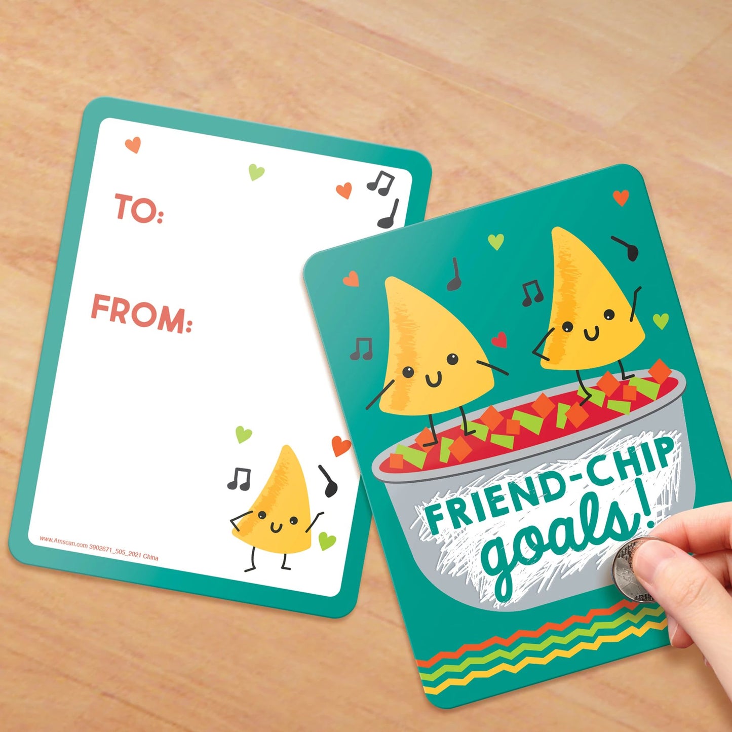 Tarjetas de intercambio raspables Friend-Chip Valentine