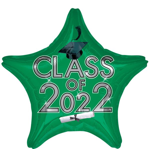 Globo de aluminio verde Clase de 2022 de 19"