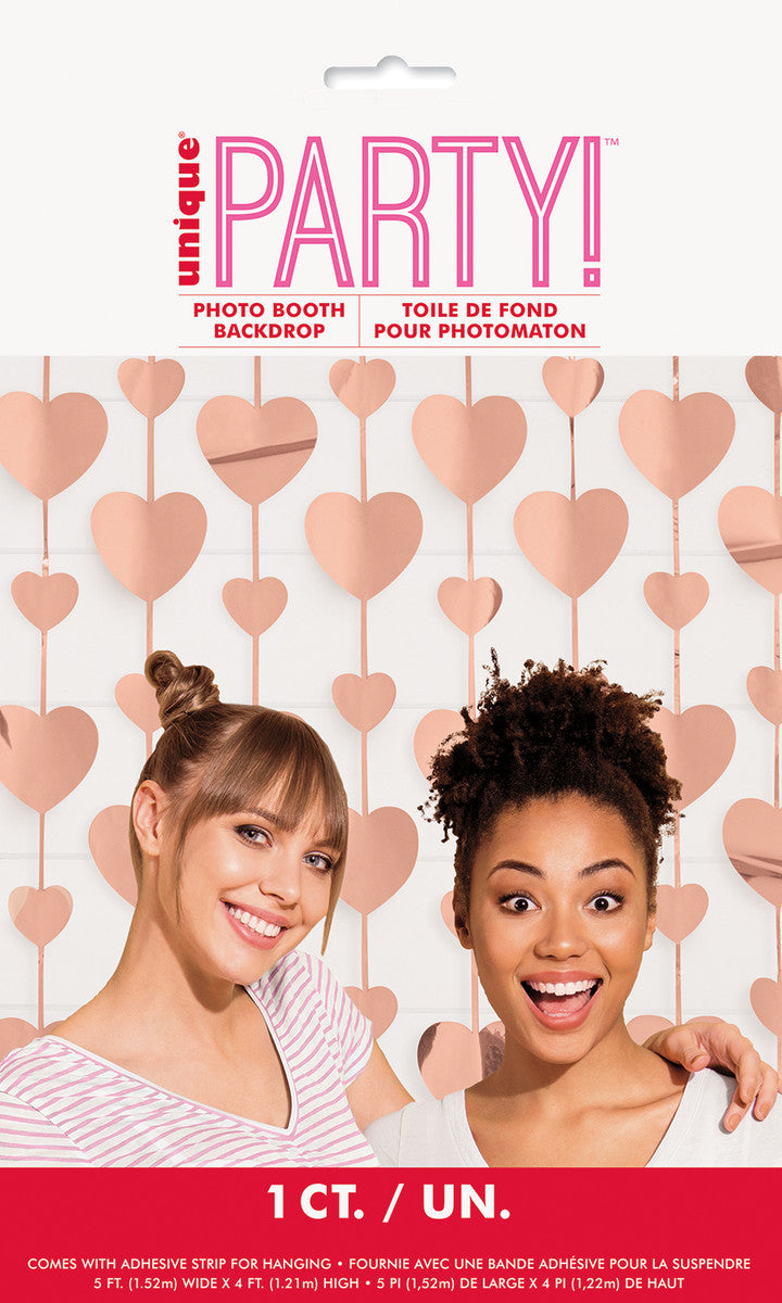 Pink Heart Shaped Foil Photo Backdrop, 60" x 48"