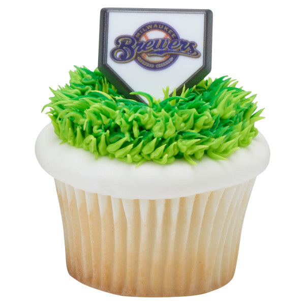 Anillos para cupcakes con logotipo del equipo MLB® Home Plate - Cerveceros de Milwaukee (12 piezas)