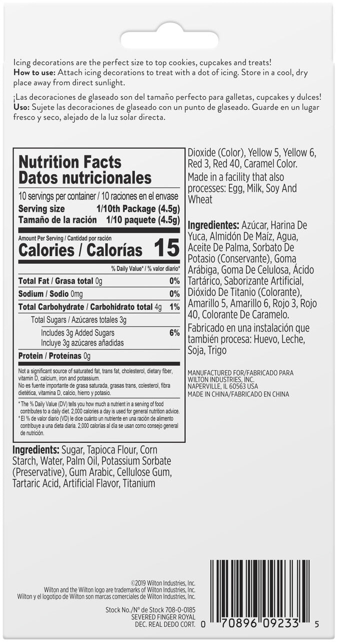 Decoraciones de glaseado real con dedos cortados, 10 unidades