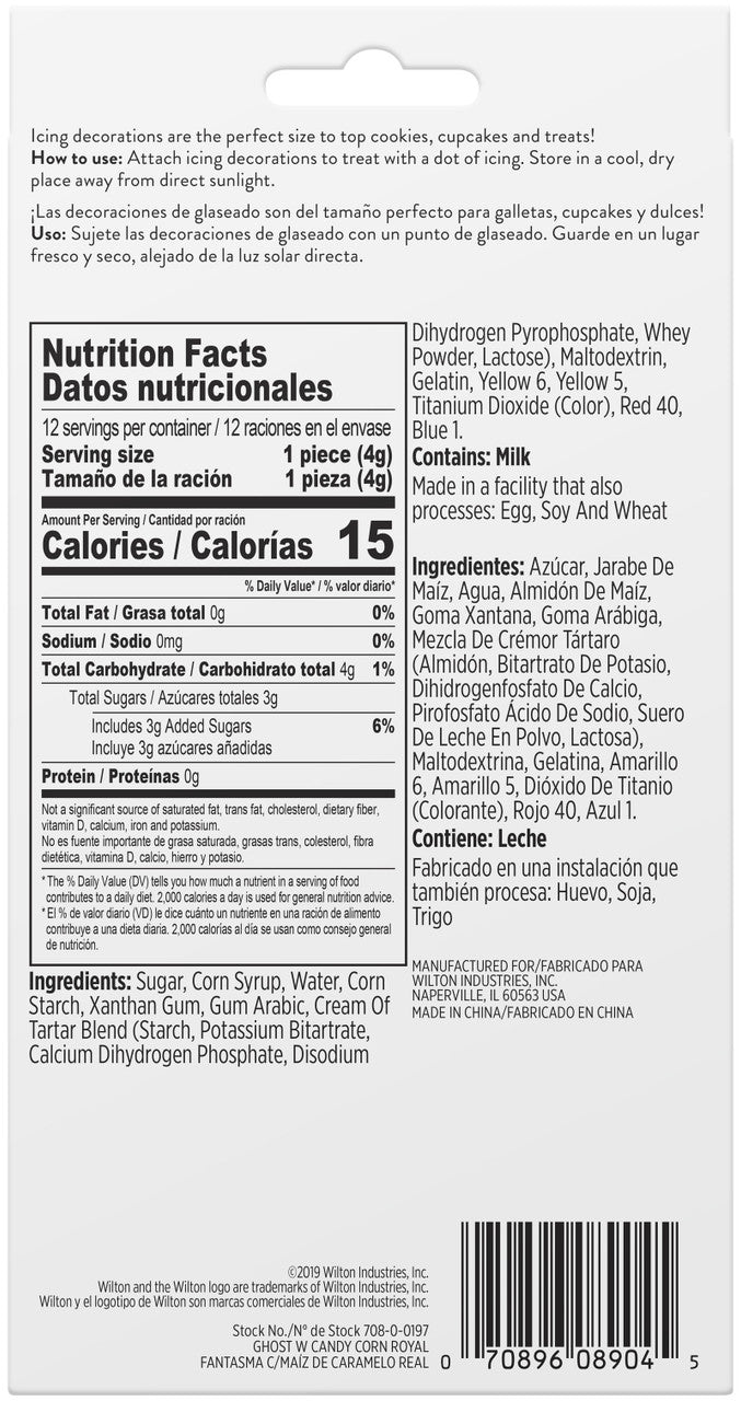 Ghost Candy Corn Icing Decorations, 12ct