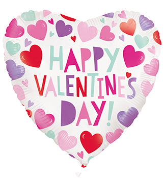 Globo de aluminio con forma de corazón de corazones sonrientes de 18", 1 u.