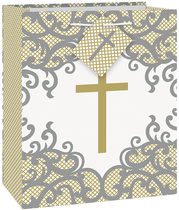 Fancy Gold Cross Medium Gift Bag