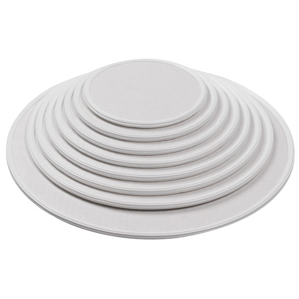 Tabla para tartas redonda de 14.0 in, color blanco, 0,4 pulgadas de grosor con borde