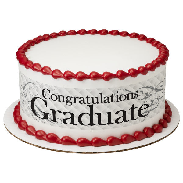 Graduate Keys Black & White Edible Cake Topper Image Strips