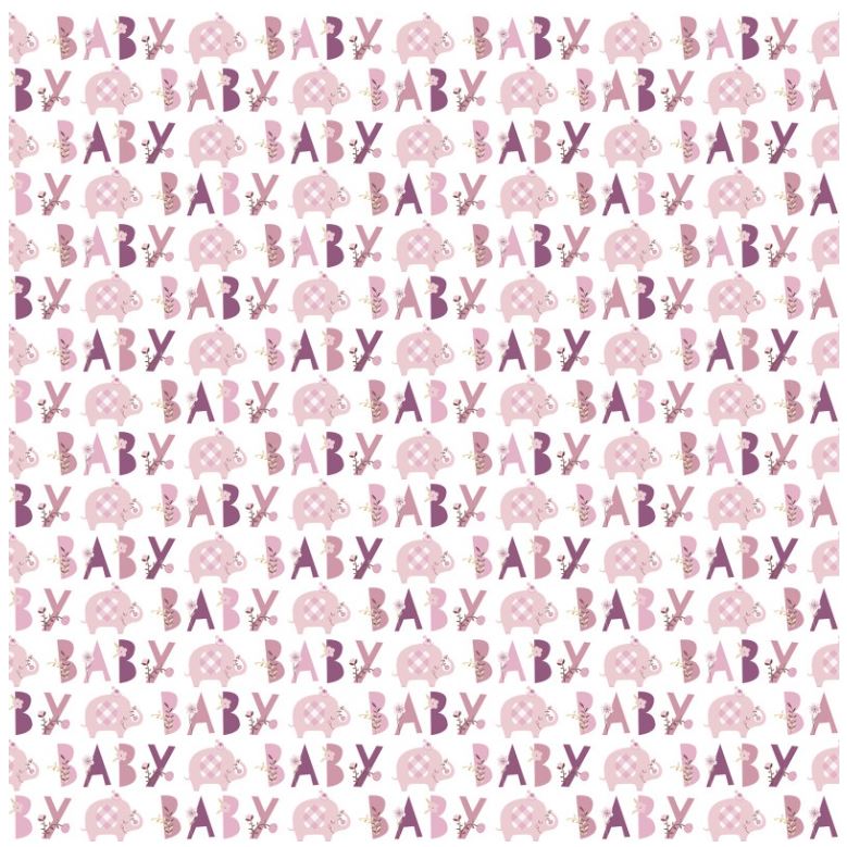 Pink Floral Elephant Gift Wrap 30"x 5ft