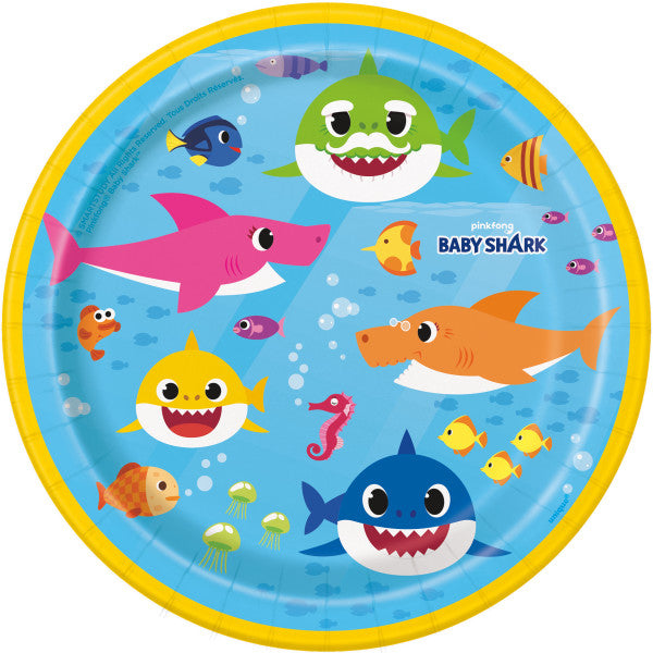 Platos Baby Shark de 7", 8 unidades