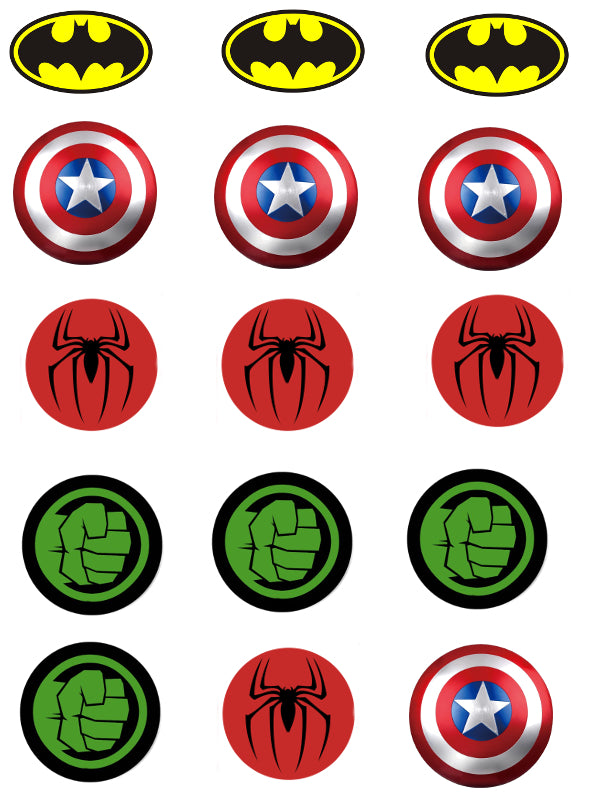 Batman Captain America Spider-Man The Hulk Edible Cupcake Topper Image – A Birthday Place batman-captain-america-spider-man-the-hulk-edible-cupcake-topper-image-a-birthday-place