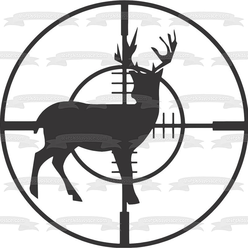 Deer Hunting Target Silhouette Black and White Edible Cake Topper Image ABPID01437