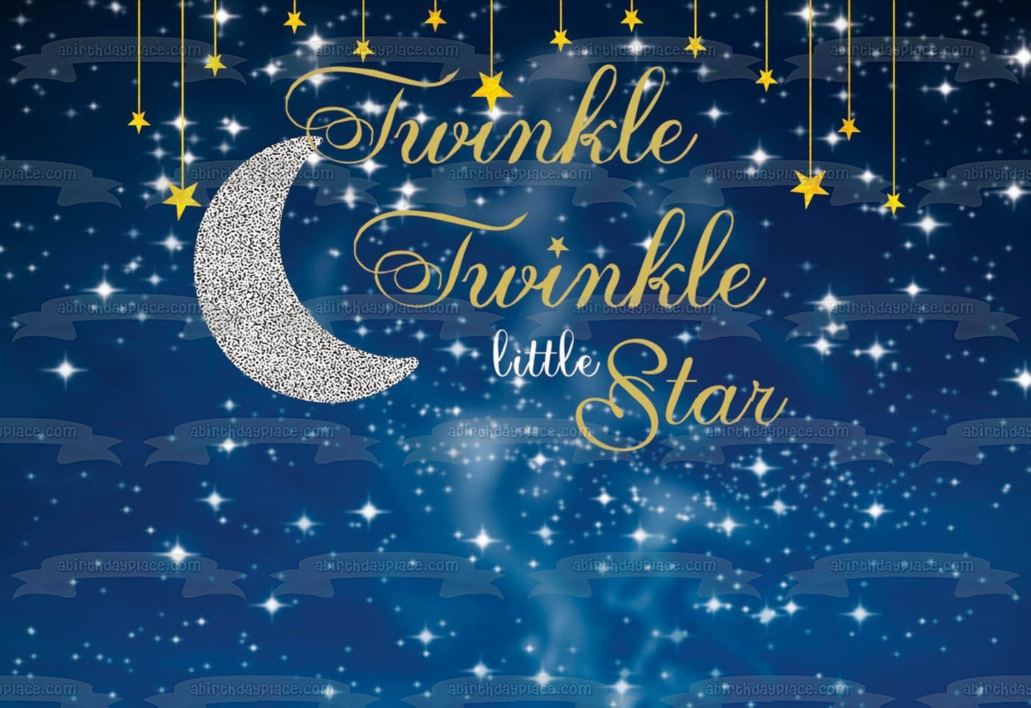 Twinkle Twinkle Little Star Starry Night Sky Edible Cake Topper Image ABPID02022