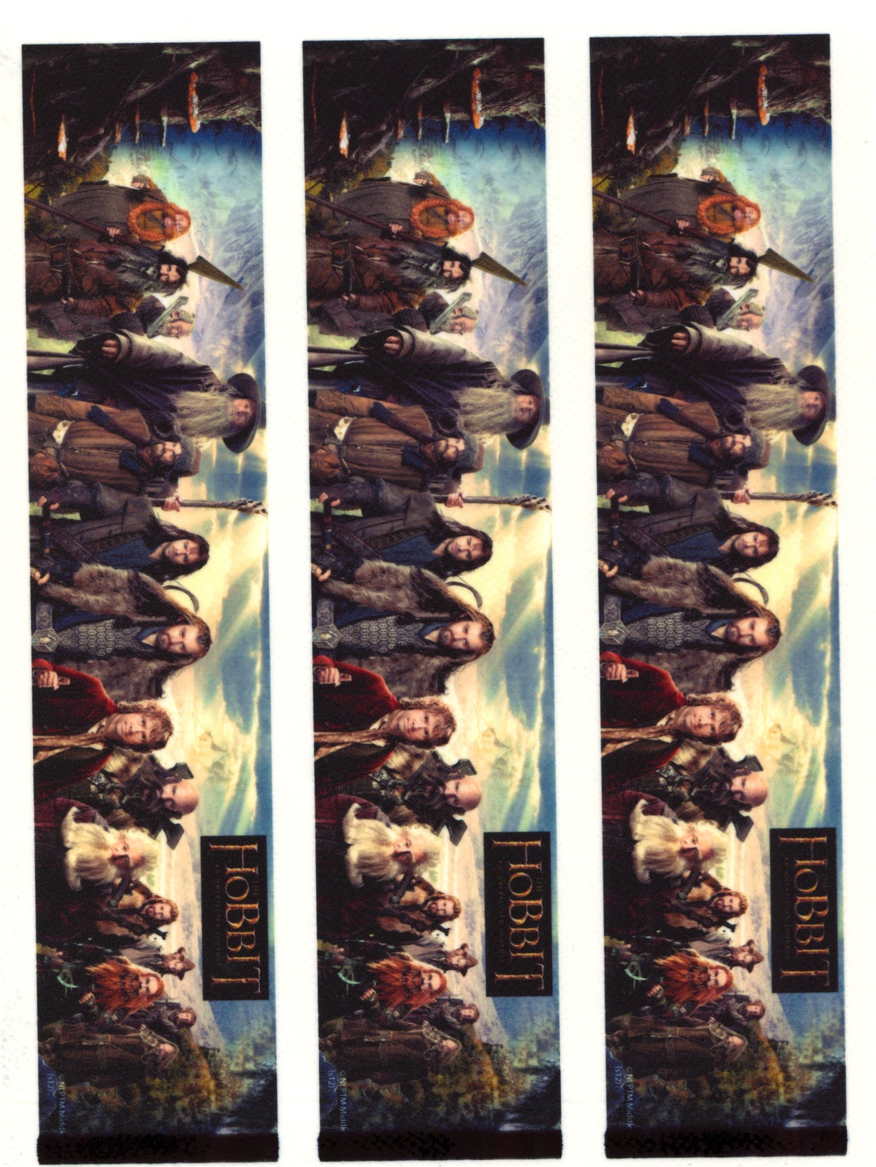 Hobbit Un viaje inesperado Gandalf Bilbo Bolsón Thorin Oaken y otros enanos Tiras de imágenes comestibles para decoración de tartas ABPID03189