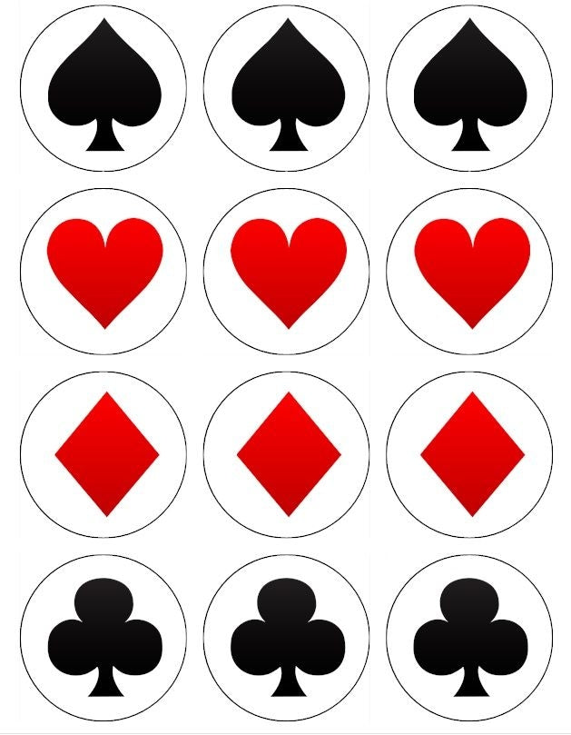 playing-card-suits-spade-heart-diamond-and-a-club-edible-cupcake-toppe-a-birthday-place for Free Printable Casino Party Decorations Playing Card Suits Spade Heart Diamond and a Club Edible Cupcake Toppe – A Birthday Place for Free Printable Casino Party Decorations