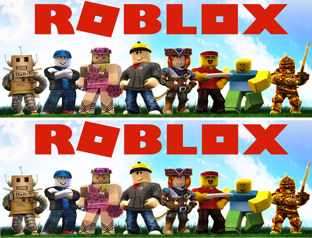 Roblox Characters Field Sky Happy Group Edible Cake Topper Image Strips ABPID04144