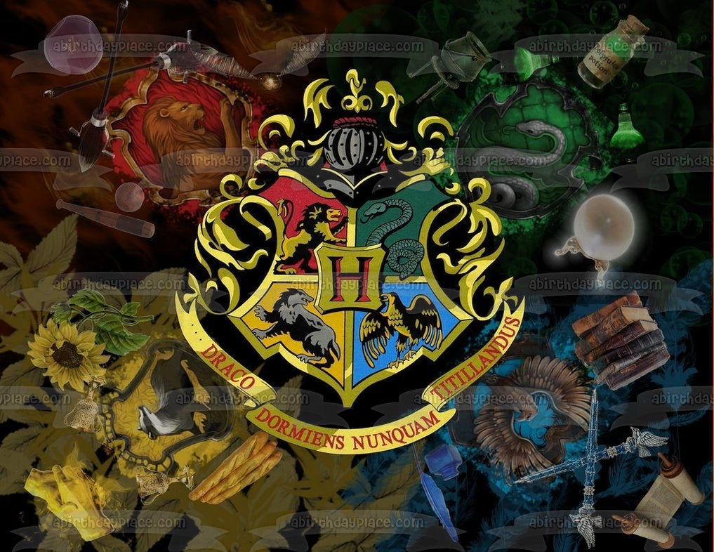 Harry Potter Hogwarts Crest Paintball Background Edible Cake Topper Image  ABPID08264