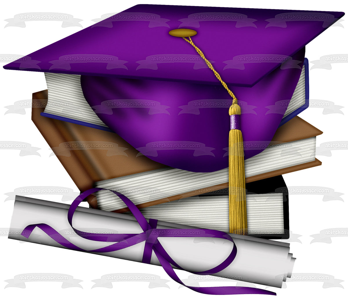 Congrats Grad Purple Letters Graduation Edible Cake Topper Image