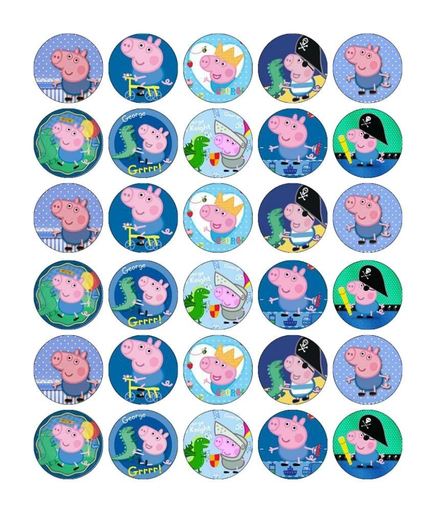 peppa fahrradhelm Peppa Pig George Pirate Hat Bike and a Crown Edible Cupcake Topper Images ABPID06620