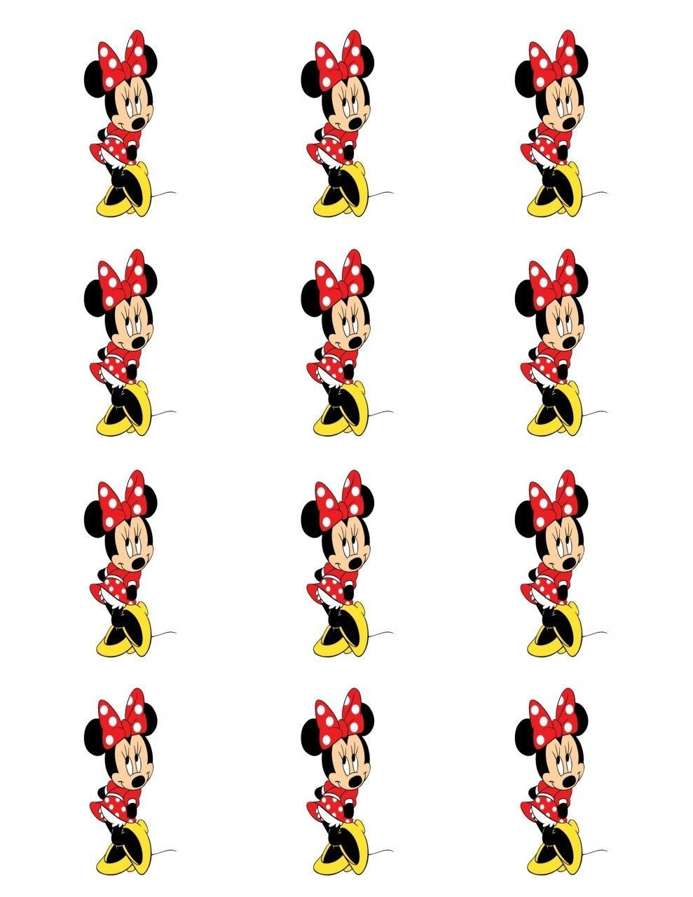 Disney Minnie Mouse Red White Polka Dots Yellow Shoes Edible Cupcake Topper Images ABPID09286