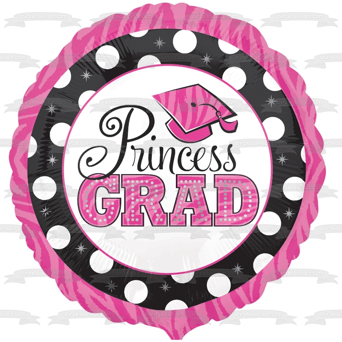 Princess Grad Pink White Black Graduation Edible Cake Topper Image ABPID09721