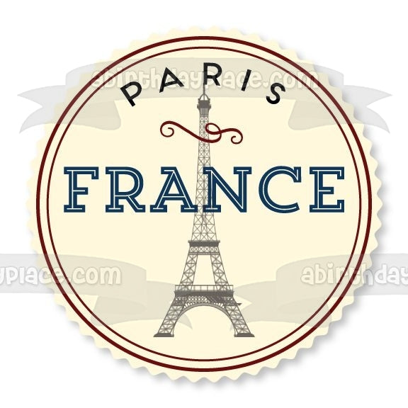 Paris France Eiffel Tower Pink Background Edible Cake Topper Image ABPID09800