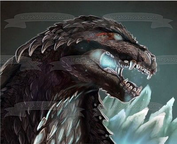 Imagen comestible para decoración de tarta con fondo negro de Godzilla ABPID10351