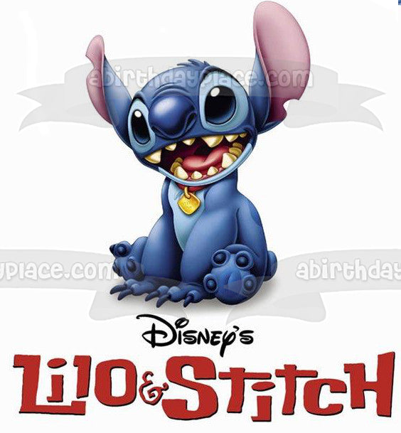 Disney Lilo and Stitch Stitch Smiling Edible Cake Topper Image ABPID11060