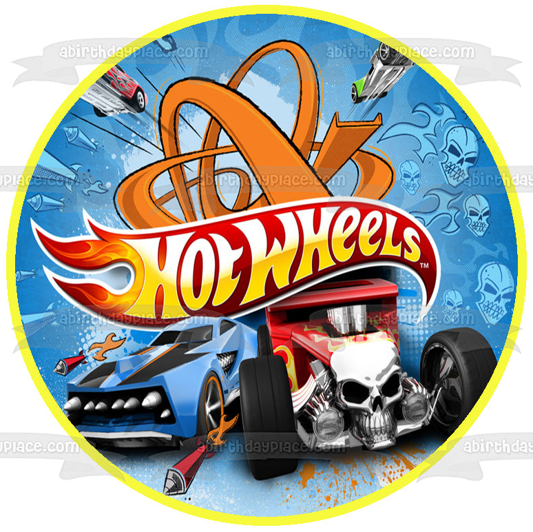 Hot Wheels Red Race Car Skull Edible Cake Topper Image ABPID12109 A