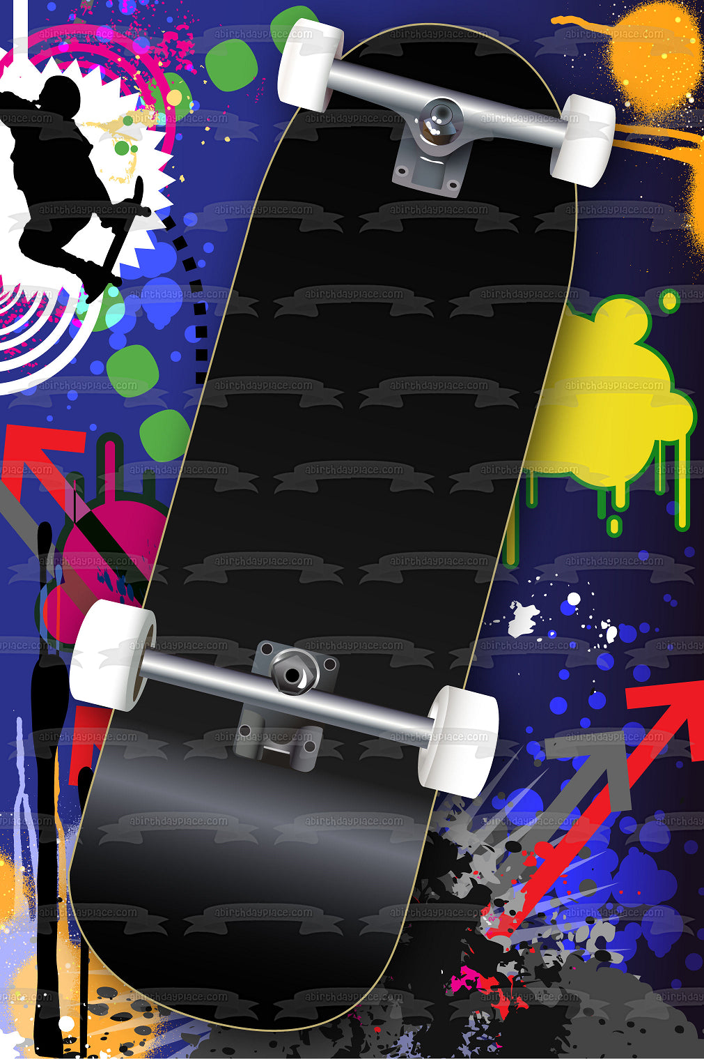 Sports Skateboarding Graffiti Splash Background Edible Cake Topper Image ABPID13191