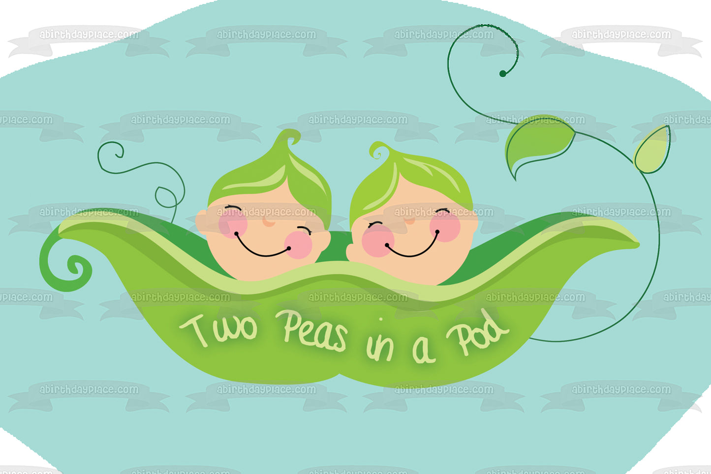 Two Peas In a Pod Pea Pod Babies Edible Cake Topper Image ABPID13317