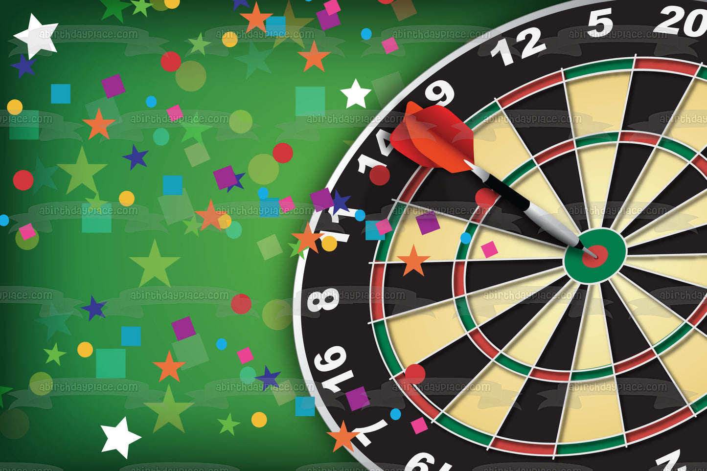 Dart Board Darts Stars Green Background Edible Cake Topper Image ABPID13339