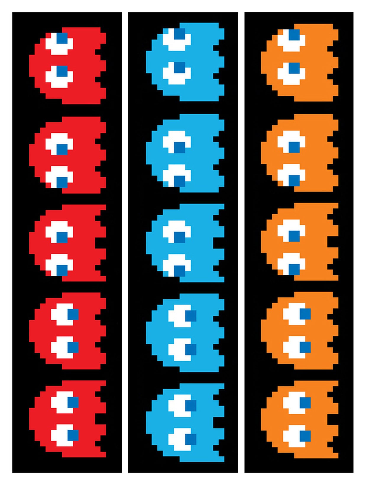 Pac-Man Ghosts Inky Blinky Clyde Edible Cake Topper Image Strips ABPID14880