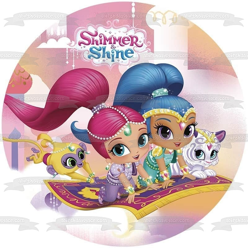 Shimmer and Shine Pets Magic Flying Carpet Edible Cake Topper Image AB