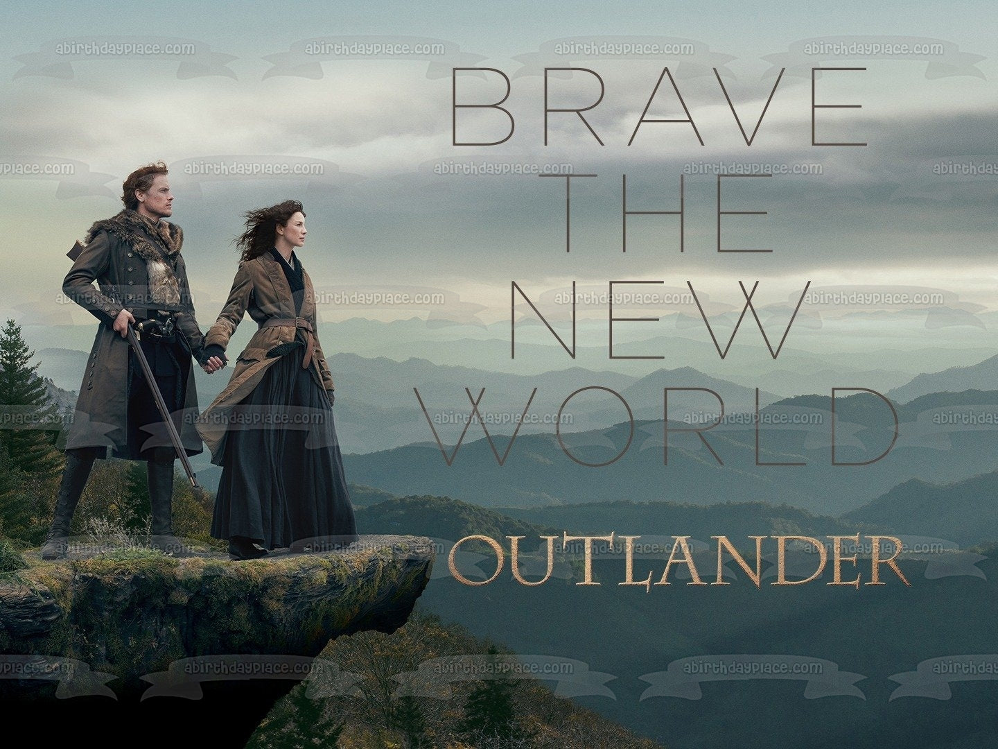 Outlander Claire Frasier Jamie Frasier Mountaintop Edible Cake Topper Image ABPID21845