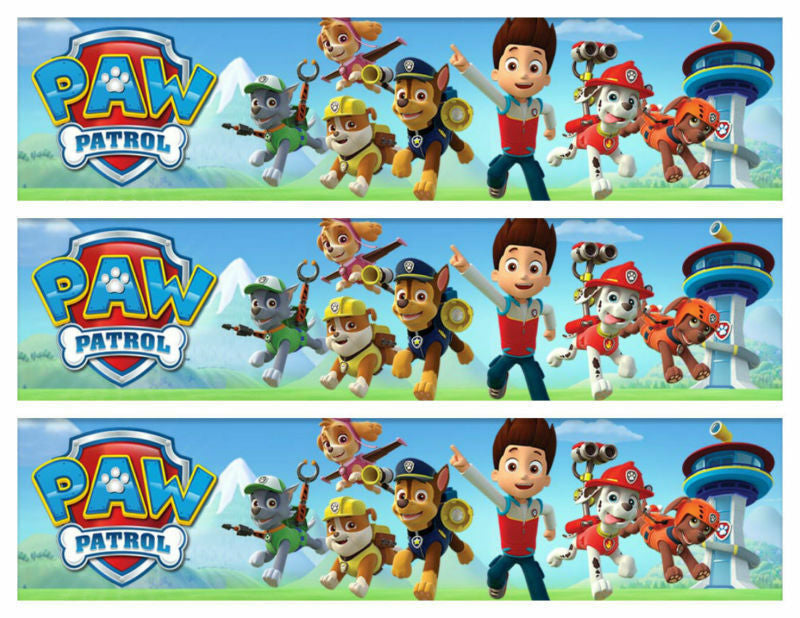 Paw Patrol Chase Everest Skye Zuma Marshall Rocky Ryder Running Mountains Edible Cake Topper Image Strips ABPID27267