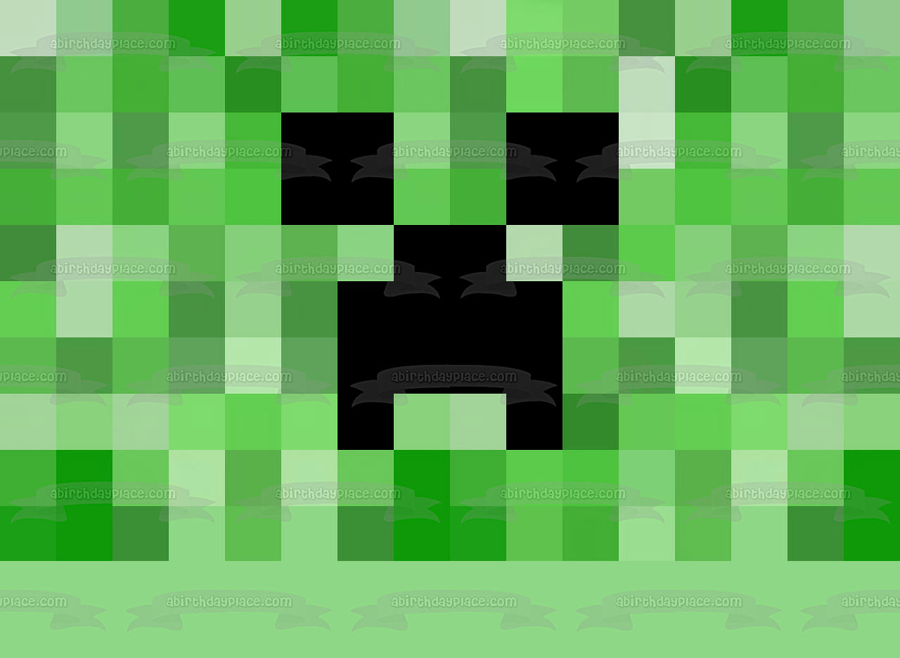 Minecraft Creeper Face Green Edible Cake Topper Image ABPID27364