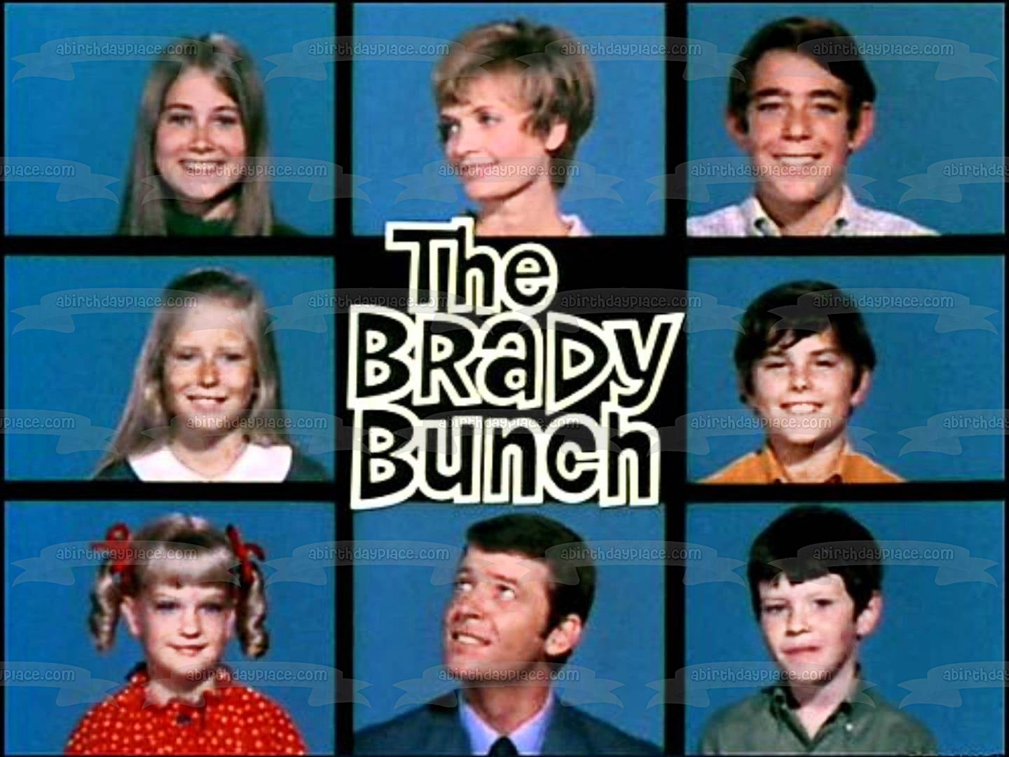 The Brady Bunch Marcia Jan Cindy Mike Peter Bobby Carol Greg Edible Cake Topper Image ABPID52252