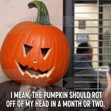 The Office Happy Halloween Meme Dwight Pumpkin Head Edible Cake Topper Image ABPID52763