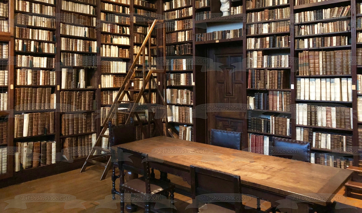 Library Book Bookshelf Reading Study Edible Cake Topper Image ABPID528