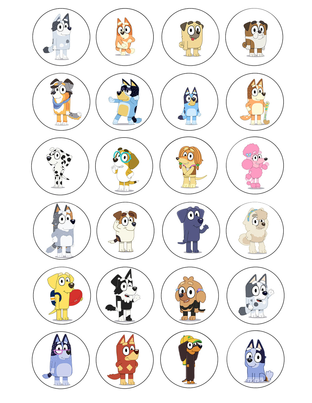 Bluey Bandit Chilli Mrs. Retreiver Calypso Edible Cupcake Topper Images ABPID54024