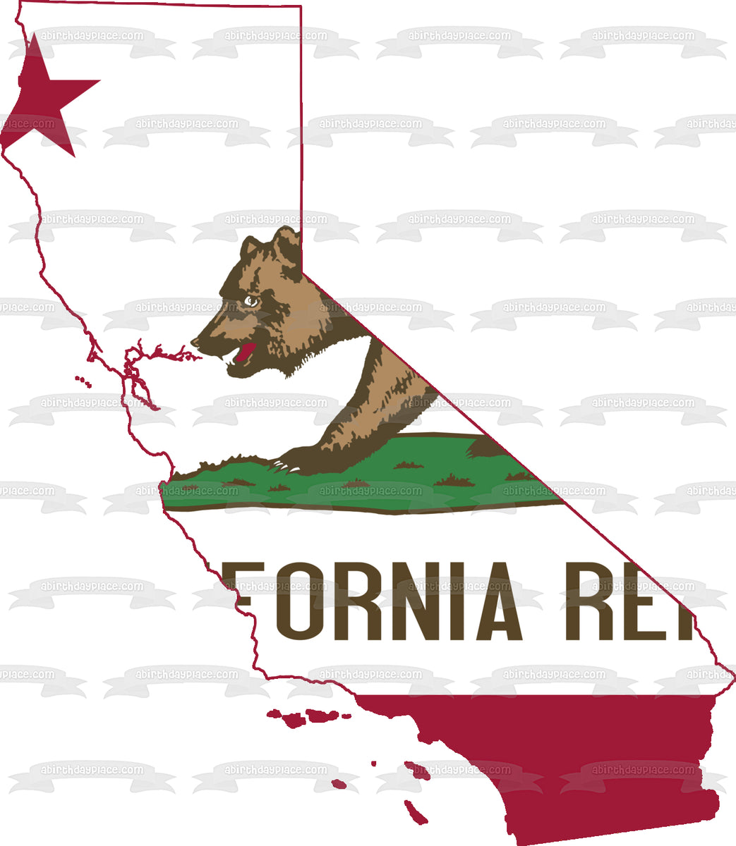 California Admission Day Brown Bear Edible Cake Topper Image ABPID5420 A Birthday Place