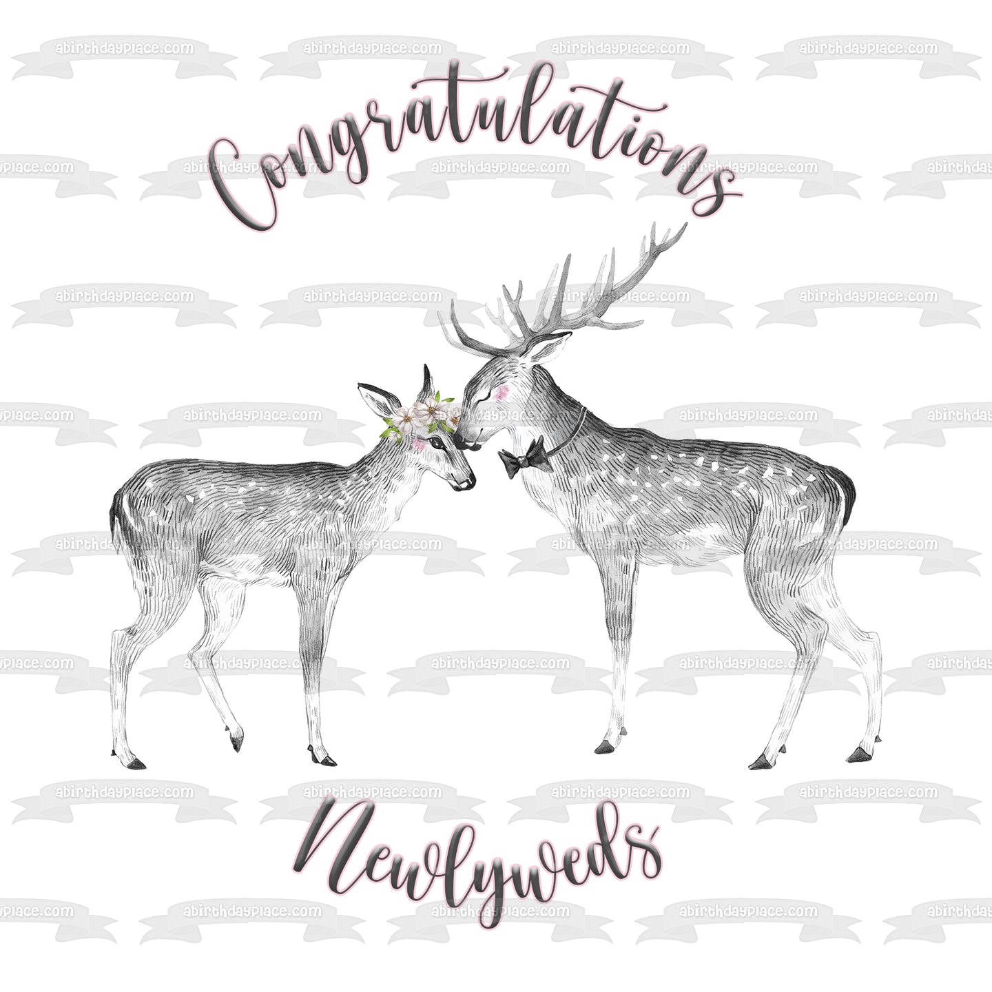 Woodland Love Doe and Buck Edible Cake Topper Image ABPID54607