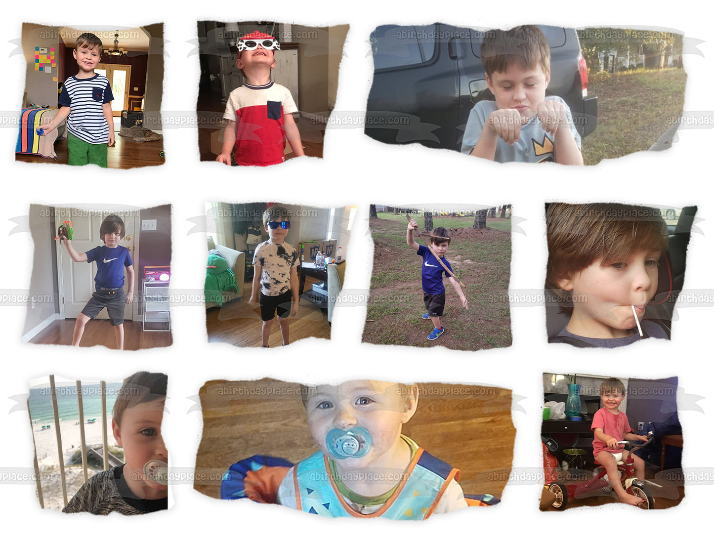 Torn Paper Photo Collage Add Your Own Photos Customizeable Photo Frame Edible Cake Topper Image Frame ABPID55095