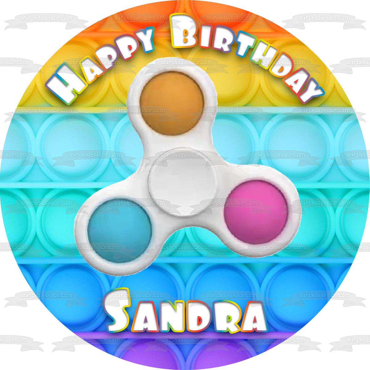 Popit Fidgit Spinner Edible Cake Topper Image or Strips ABPID55178
