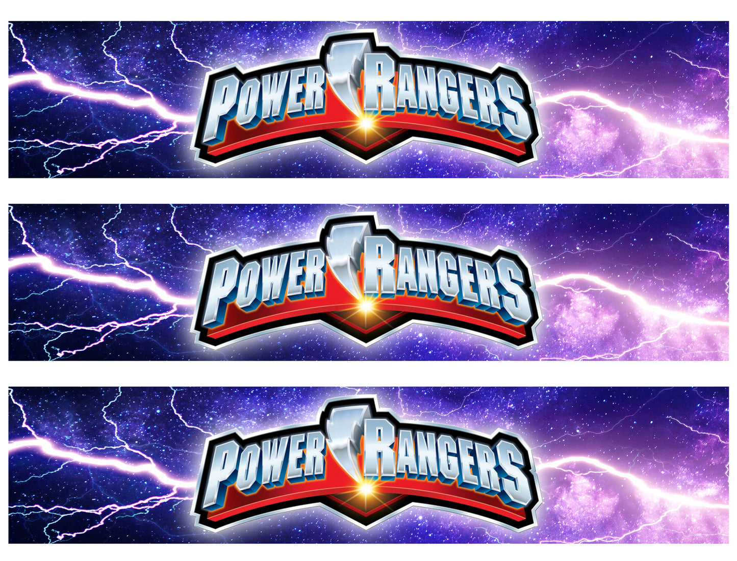 Fondo iluminado de Power Rangers, tiras de imágenes comestibles para decoración de tartas ABPID55185